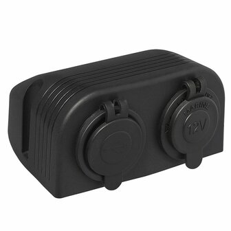 Aufputz-Set: DIN-Buchse + USB-Anschluss doppelt Typ A 2x2100mA