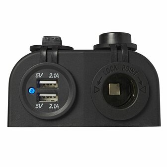 Aufputz-Set: DIN-Buchse + USB-Anschluss doppelt Typ A 2x2100mA