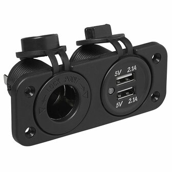 Unterputz-Montagesatz: DIN-Steckdose + USB-Anschluss doppelt Typ A 2x2100mA