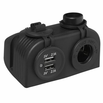 Aufputz-Set: DIN-Buchse + USB-Anschluss doppelt Typ A 2x2100mA