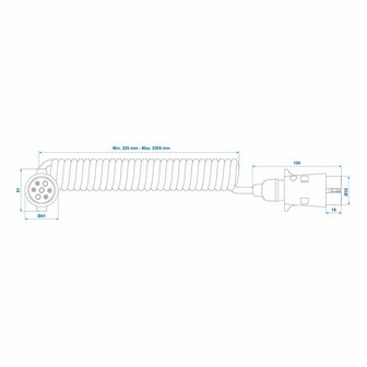 Spiralkabel 3M mit 2x Stecker 7-polig PVC