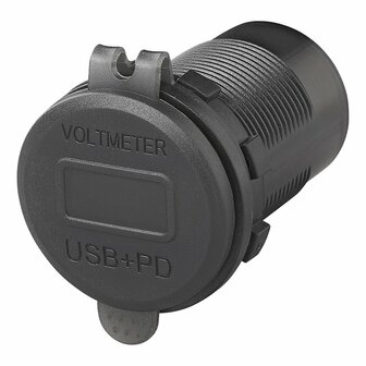 USB Unterputzdose 3-fach mit 2x Typ A und 1x Typ C + Voltmeter