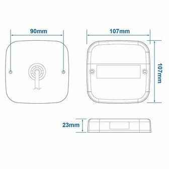 Rucklicht 12V 5 Funktionen 107x107mm 8LED