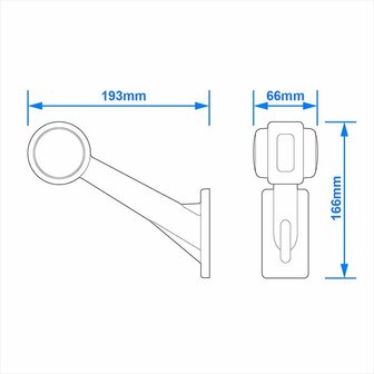 Breitenleuchte 12 24V rot wei&szlig; 166x193mm LED links