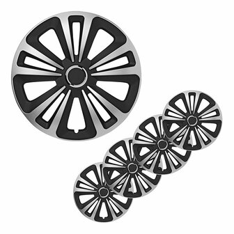 Radzierblendensatz Terra silber schwarz 14 Zoll 4-teilig im Displaykarton
