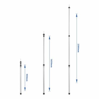 Zeltstange Teleskop 3-teilig 93-230cm - 2er Set