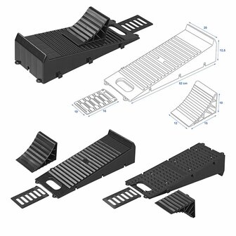 Auffahrrampe mit Unterlegkeil schwarz - 2er Set