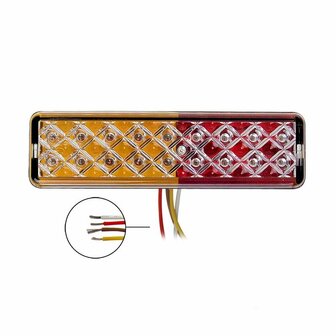 Rucklicht 12 24V 3 Funktionen 135x38mm LED mit Halter schwarz