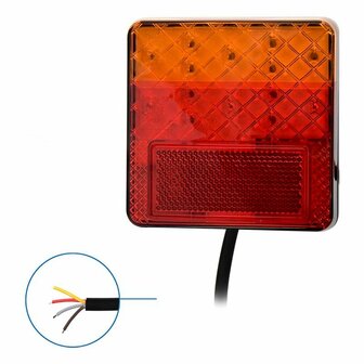 Rucklicht 12 24V 4 Funktionen 100x100mm LED