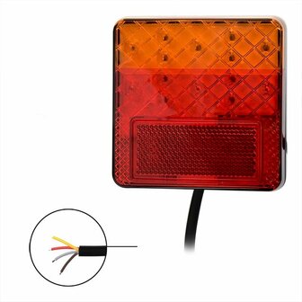Rucklicht 12 24V 4 Funktionen 100x100mm LED