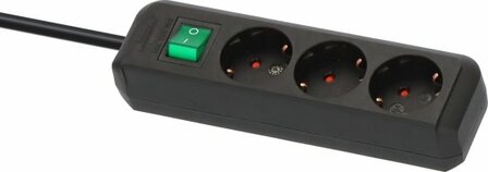 Steckdosenleiste mit Schalter 3-fach schwarz 5m H05VV-F 3G1,5