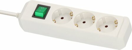 Steckdosenleiste mit Schalter 3-fach wei&szlig; 5m H05VV-F 3G1,5