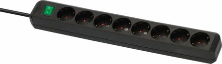 Steckdosenleiste mit Schalter 8-fach schwarz 3m H05VV-F 3G1,5
