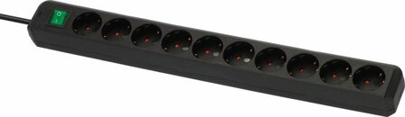 Steckdosenleiste mit Schalter 10-fach schwarz 3m H05VV-F 3G1,5