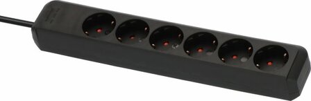 Steckdosenleiste 6-fach schwarz 1,5m H05VV-F 3G1,5