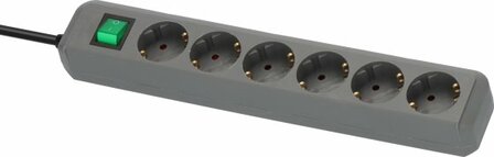 Steckdosenleiste mit Schalter 6-fach silbergrau 1,5m H05VV-F 3G1,5