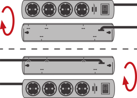 Switch 19.500A Uberspannungsschutz-Steckdosenleiste 7-fach schwarz 2m H05VV-F 3G1,5 2 permanent, 5 schaltbar
