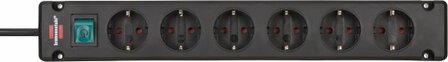 Steckdosenleiste 6-fach schwarz 3m H05VV-F 3G1,5