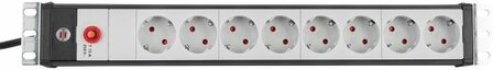 19 Steckdosenleiste fUr Schaltschranke 8-fach schwarz lichtgrau 3m H05VV-F 3G1,0 19-Format mit Kaltgeratestecker