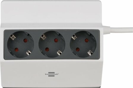 Klemmbare Steckdosenleiste 3-fach 3m H05VV-F 3G1,5 weiss anthrazit