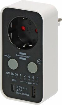 Digitaler Countdown Timer mit USB A und USB C wei&szlig; schwarz