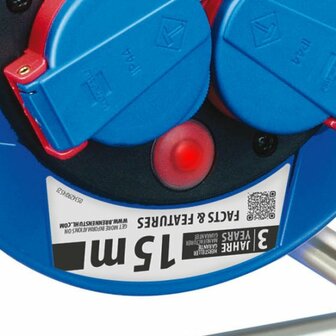Garant Kompakt IP44 Kabeltrommel 15m N05V3V3-F 3G1,5 mit Thermostat und erh&ouml;htem Ber&uuml;hrungsschutz