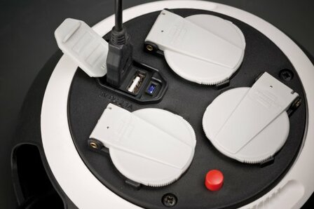 CL-S Kabelbox mit USB-Ladefunktion schwarz wei&szlig; 3m&nbsp;H05VV-F 3G1,5