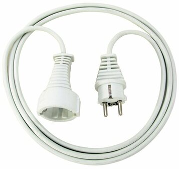 Qualitats-Kunststoff-Verlangerungskabel 3m wei&szlig; H05VV-F 3G1,5