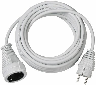 Qualitats-Kunststoff-Verlangerungskabel 5m wei&szlig; H05VV-F 3G1,5