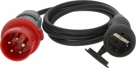 Adapterkabel IP44 1,5m schwarz H07RN-F 3G1,5 CEE-Stecker 400V 16A
