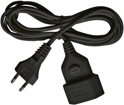 Kunststoff-Verlangerungskabel 5m schwarz H03VVH2-F 2x0,75