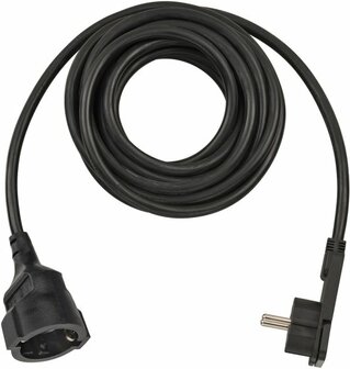 Qualitats-Kunststoff-Verlangerungskabel mit Flachstecker 5m H05VV-F3G1,5 schwarz