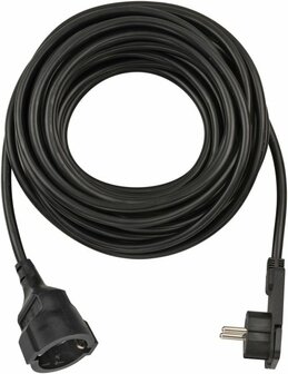 Qualitats-Kunststoff-Verlangerungskabel mit Flachstecker 10m H05VV-F3G1,5 schwarz