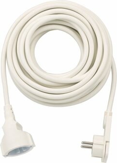 Qualitats-Kunststoff-Verlangerungskabel mit Flachstecker 10m H05VV-F3G1,5 weiss