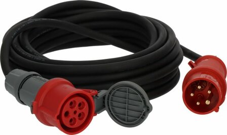 Verlangerungskabel IP44 mit Phasenwender 25m schwarz H07RN-F 5G2,5 CEE 400V 16A