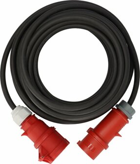 Verlangerungskabel IP44 mit Phasenwender 25m schwarz H07RN-F 5G4,0 CEE 400V 32A