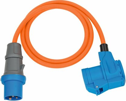 Camping- Maritim CEE Verlangerungskabel IP44 1,5m orange H07RN-F 3G2,5 CEE-Stecker, Winkelkupplung 230V 16A