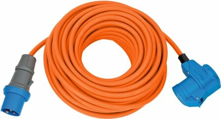 Camping- Maritim CEE Verlangerungskabel IP44 25m orange H07RN-F 3G2,5 CEE-Stecker, Winkelkupplung 230V 16A