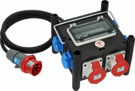 Kompakter Gummi-Stromverteiler BSV 3 FI 16 2 IP44 2m H07RN-F 5G2.5 - 2xCEE16A, 5x230V
