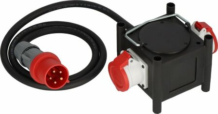 Kompakter Gummi-Stromverteiler BSV 3 2 32 IP44, 2m H07RN-F 5G6,0, 2x CEE 400V 32A