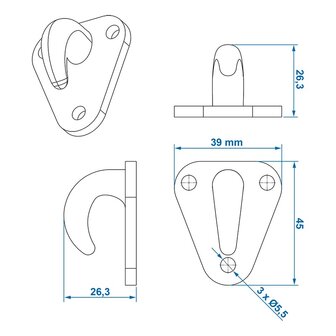Seilhaken Kunststoff 45x39mm x10&nbsp;Stuck