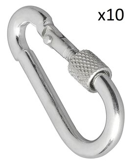 Metallkarabiner 8x80mm mit Schraubverschluss x10 Stuck