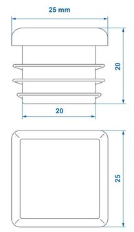 Endkappe 25x25mm x10 stuks