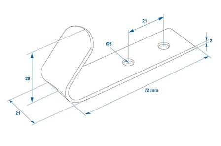 Schraubhaken Metall 72 x 21 x 2 mm x5 Stuck