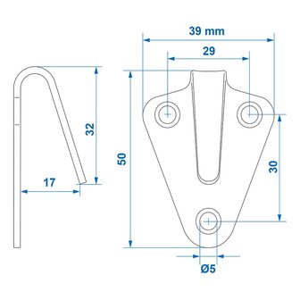 Metallseilhaken 40x45mm gebogen x5 stuck