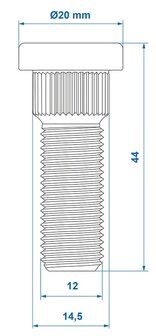 Radschraube M12x1,5 gerandelt 14,5 mm x10 Stuck