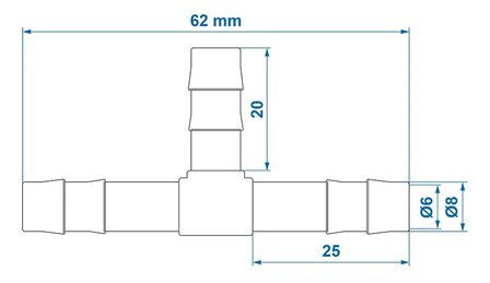 Schlauchtulle T-Stuck 8 mm x10 Stuck
