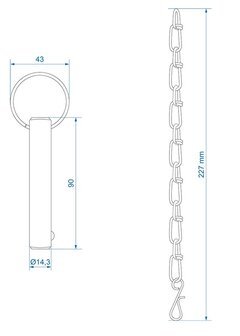 Sicherungsstift mit Kette Durchmesser 14,3 mm