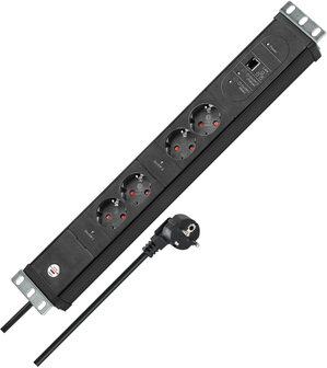 Steckdosenleiste 2-fach schwarz 3 m H05VV-F 3G1,5 19-Format