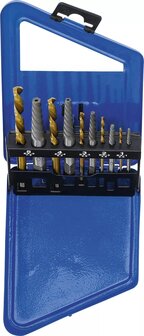 Schraubenausdreher- &amp; Linksbohrer-Satz HSS titan-nitriert 2 - 7,5 mm 10-tlg